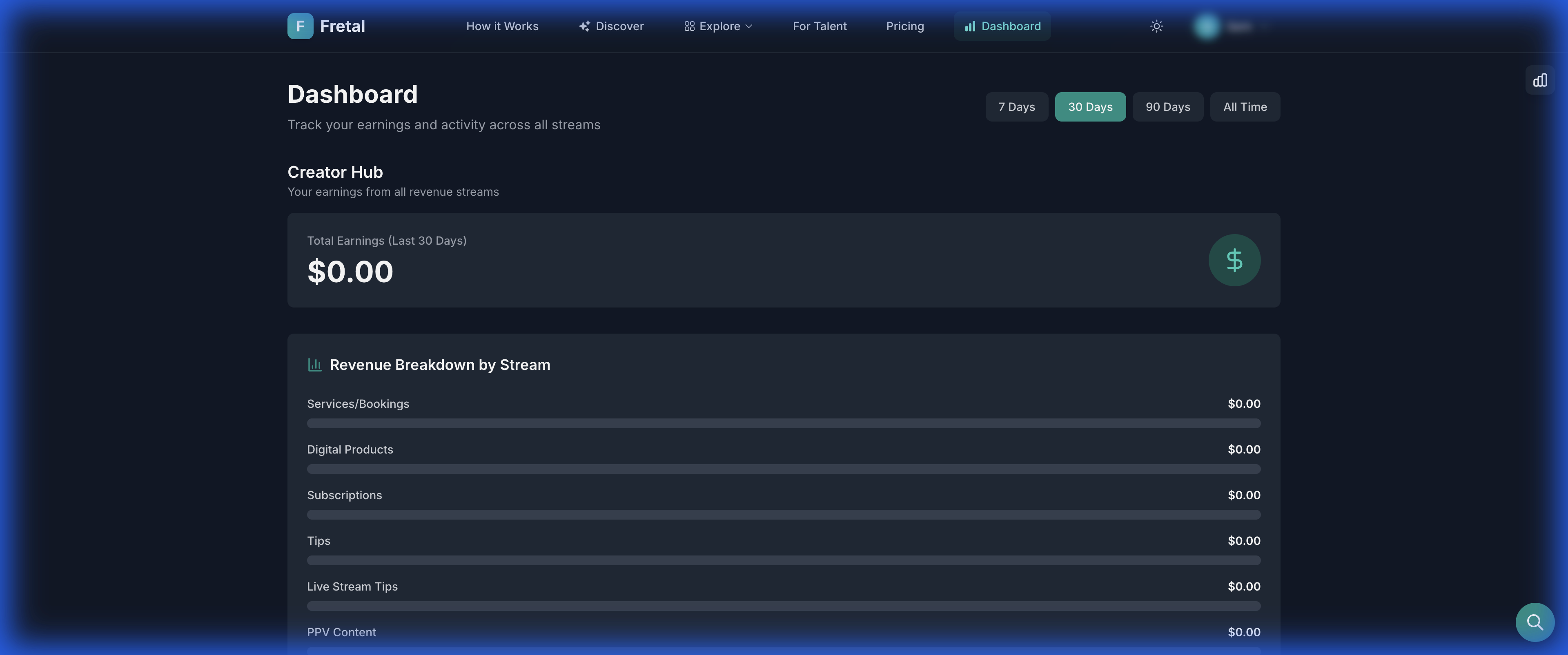 Fretal Creator Dashboard